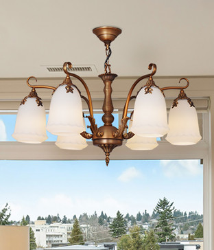 로이스 6등 원형 유리 작은거실등 식탁조명